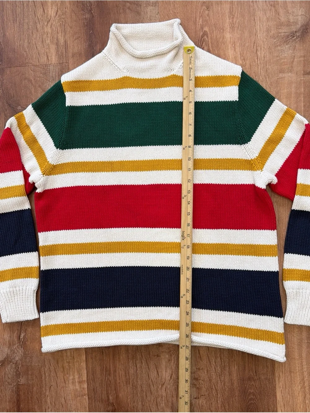 J. Crew Striped Turtleneck Sweater in Green, Red, Navy, Mustard, Cream